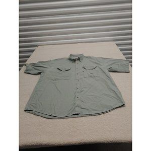 TIGER HILL Button Up Shirt Mens‎ 3XL Short Sleeve VENTED Camp Fishing Shirt Gray